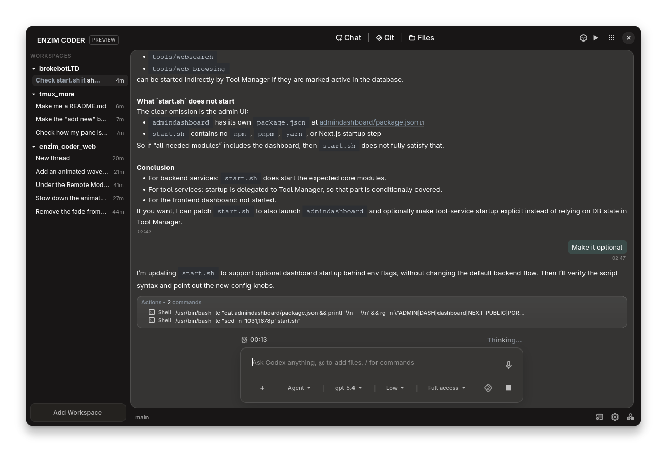 Enzim Coder application window
